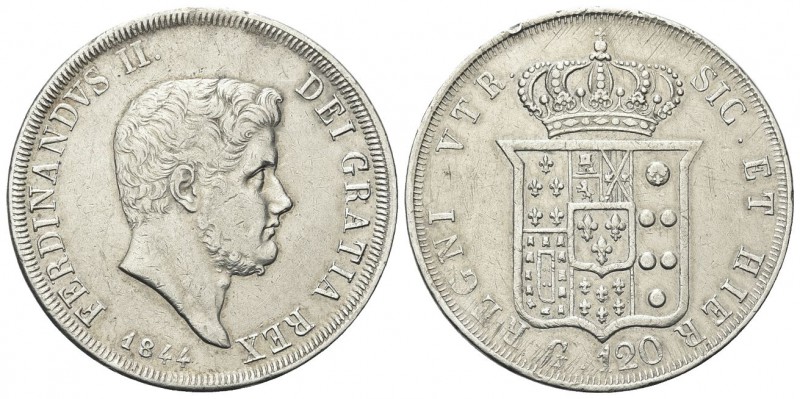 NAPOLI
Ferdinando II di Borbone, 1830-1859. Piastra da 120 Grana 1844.
Ag 
Dr...