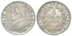 ROMA
Pio IX (Giovanni Maria Mastai Ferretti), 1846-1878. 5 Soldi 1867 a. XXI.
Ag 
Dr. Busto a s. con zucchetto, mozzetta e stola. Rv. Valore e data...