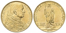 Roma
Pio XI (Achille Ratti), 1922-1939. 100 Lire 1930 a. IX.
Au 
Dr. Busto del Pontefice a d., con zucchetto e piviale. Rv. Cristo re, con scettro,...