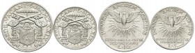 ROMA
Sede Vacante (Cam. Card. Eugenio Pacelli), 1939. 10 Lire e 5 Lire 1939.
Ag 
Dr. Stemma del Cardinale Pacelli su croce di Malta, sormontato da ...