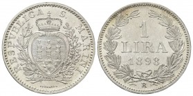SAN MARINO
Vecchia Monetazione, 1864-1938. Lira 1898.
Ag 
Dr. Stemma coronato tra un ramo di lauro e uno di quercia. Rv. Valore e data tra due rami...