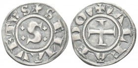 SIENA
Repubblica, 1180-1390. Grosso (1325-1345).
Ag gr. 1,85
Dr. SENA VETVS. Grande S accostata da quattro crocette. Rv. (Segno 36)ALFA EDO. Croce ...