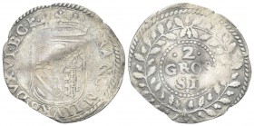 URBINO
Francesco II Maria della Rovere, 1574-1624. Due Grossi.
Ag gr. 2,40
Dr. FRANC M II VRB DVX VI ET C, Stemma coronato. Rv. 2 / GROS / SI, Iscr...
