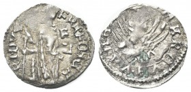 VENEZIA
Francesco Foscari Doge LXV, 1423-1457. Soldino.
Ag gr. 0,34
Dr. FRA FOSCA - AR DVX. Doge stante verso s., tiene vessillo; a d., F. Rv. S MA...