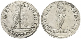 VENEZIA
Leonardo Loredan Doge LXXV, 1501-1521. Mocenigo o Lira.
Ag gr. 6,51
Dr. LEONAR LAVREDAN S M VENET. San Marco consegna il vessillo al Doge g...