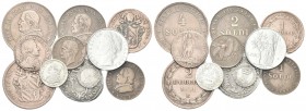 LOTTI
Sec. XVIII-XX. Lotto di 11 monete così individuate: Gregorio XV Testone (Ag); Pio IX 4 Soldi 1868 (Ae), 2 Baiocchi 1851 (Ae); Baiocco 1851 (Ae)...