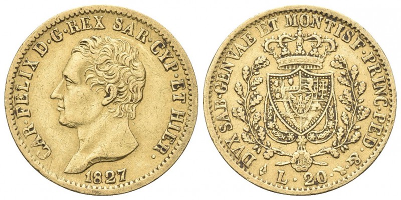 REGNO DI SARDEGNA
Carlo Felice, 1821-1831. 20 Lire 1827 Torino.
Au 
Dr. Testa...