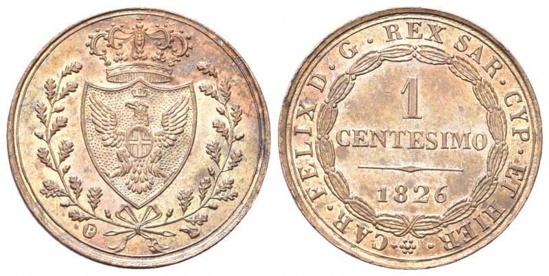 REGNO DI SARDEGNA
Carlo Felice, 1821-1831. Centesimo 1826 Torino (P).
Cu 
Dr....