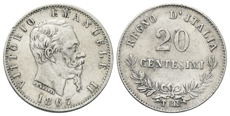 REGNO D’ITALIA
Vittorio Emanuele II, 1861-1878. 20 Centesimi 1867 Torino, II° T...