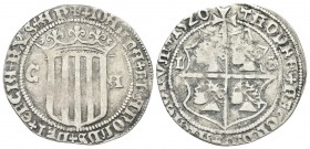 SPAGNA
Giovanna e Carlo, 1504-1516-1555. Real 1520, zecca di Zaragozza.
Ag gr. 2,85
Dr. IOhANA ET KAROLVS DEI GRACIA REX AR. Scudo coronato. Rv. TR...