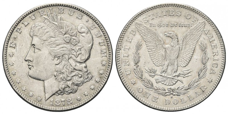 USA
Federazione. Dollaro 1878 S (San Francisco).
Ag 
Dr. Testa muliebre diade...