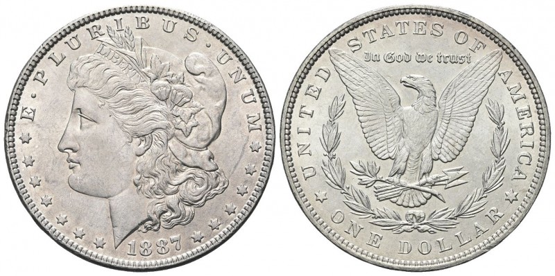 USA
Federazione. Dollaro 1887.
Ag 
Dr. Testa muliebre diademata a s., con ber...