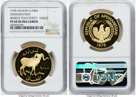 Republic gold Proof "Marco Polo Sheep" 10000 Afghanis 1978 PR69 Ultra Cameo NGC, KM982. Conservation series. HID09801242017 © 2022 Heritage Auctions |...