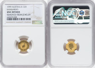 Elizabeth II gold "Kangaroo" 5 Dollars (1/20 oz) 1999-P UNC Details (Removed from Jewelry) NGC, Perth mint, KM448. HID09801242017 © 2022 Heritage Auct...