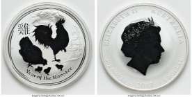 Elizabeth II 2-Piece Uncertified silver "Year of the Rooster" Reverse Proof Set 2017 UNC, 1) Dollar (1 oz) 2) 50 Cents (1/2 oz) Lunar series. Sold as ...