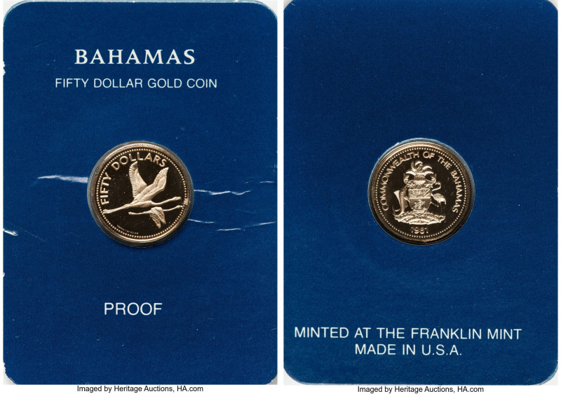 Elizabeth II gold Proof "Flamingos" 50 Dollars 1981-FM UNC, Franklin mint, KM86....