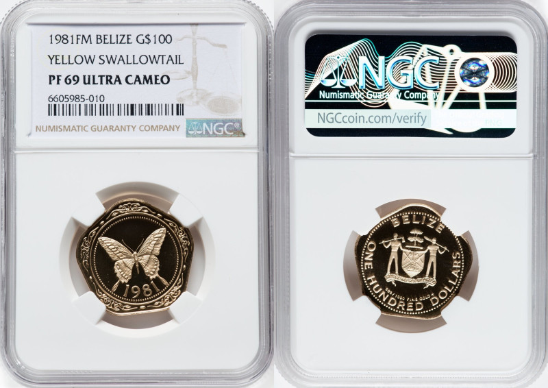 Elizabeth II gold Proof "Yellow Swallowtail" 100 Dollars 1981 FM-(P) PR69 Ultra ...
