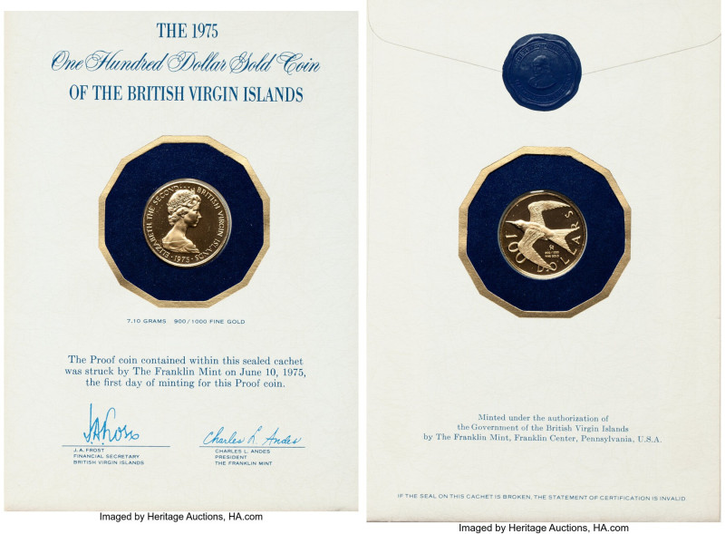 British Colony. Elizabeth II gold Proof "Royal Tern" 100 Dollars 1975-FM UNC, Fr...