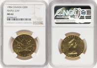 Elizabeth II gold "Maple Leaf" 50 Dollars 1984 MS62 NGC, Royal Canadian mint, KM125.2. HID09801242017 © 2022 Heritage Auctions | All Rights Reserved