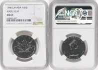 Elizabeth II platinum "Maple Leaf" 50 Dollars 1988 MS69 NGC, Royal Canadian mint, KM167. First date of two-year type. HID09801242017 © 2022 Heritage A...