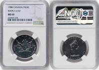 Elizabeth II platinum "Maple Leaf" 50 Dollars (1 oz) 1988 MS69 NGC, KM167. HID09801242017 © 2022 Heritage Auctions | All Rights Reserved