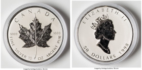 Elizabeth II silver Proof "Maple Leaf" 50 Dollars (10 oz) 1998 UNC, KM326. Includes original case and COA plaque #021334. HID09801242017 © 2022 Herita...