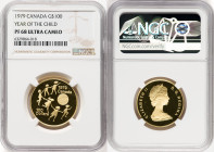 Elizabeth II gold Proof "Year of the Child" 100 Dollars 1979 PR68 Ultra Cameo NGC, Royal Canadian mint, KM126. International Year of the Child series....