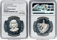 Republic silver Proof "Ernesto Che Guevara" Peso 1970 PR61 Ultra Cameo NGC, Havana mint, KMX-M31a. Excellently detailed devices, with some light spott...