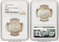 Republic 3-Piece Certified "Discovery of America" 5 Pesos Set 1981 NGC, 1) "Nina" 5 Pesos - MS68 2) "Pinta" 5 Pesos - MS69 3) "Santa Maria" 5 Pesos - ...