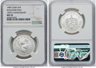 Republic silver Souvenir Peso 5 Pesos 1987 MS70 NGC, KM166. 100th anniversary of the Souvenir Peso. One of 2 graded MS70 by NGC. HID09801242017 © 2022...