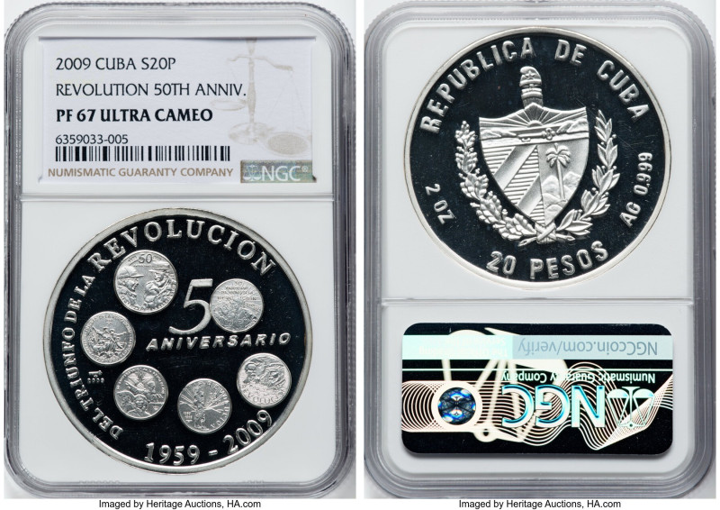 Republic silver Proof "Revolution - 50th Anniversary" 20 Pesos 2009 PR67 Ultra C...