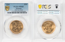 Republic gold 5 Francs 1961 MS66 PCGS, KM-2a. HID09801242017 © 2022 Heritage Auctions | All Rights Reserved