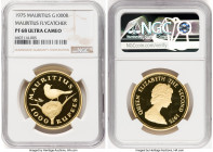 Elizabeth II gold Proof "Flycatcher" 1000 Rupees 1975 PR68 Ultra Cameo NGC, KM42. Conservation series. HID09801242017 © 2022 Heritage Auctions | All R...