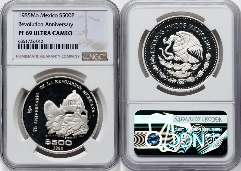 Estados Unidos silver Proof "1910 Revolution Anniversary" 500 Pesos (1 oz) 1985-...