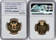 Republic gold Proof "Bank of Papua New Guinea - 10th Anniversary" 100 Kina 1983 FM-(P) PR68 Ultra Cameo NGC, Franklin mint, KM24. Mintage: 378. HID098...