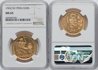 Republic gold 50 Soles 1962/52 MS65 NGC, Lima mint, KM230. A sharp coin, displaying original color. HID09801242017 © 2022 Heritage Auctions | All Righ...