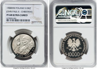 People's Republic silver Proof "Pope John Paul II" 10000 Zlotych 1988-MW PR68 Ultra Cameo NGC, Warsaw mint, KM-Y179. Mintage: 5,000. HID09801242017 © ...