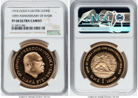 Republic gold Proof "Bank of Sierra Leone - 10th Anniversary" Leone 1974 PR68 Ultra Cameo NGC, Royal Mint, KM26b. One of 3 graded Top Pop by NGC. HID0...