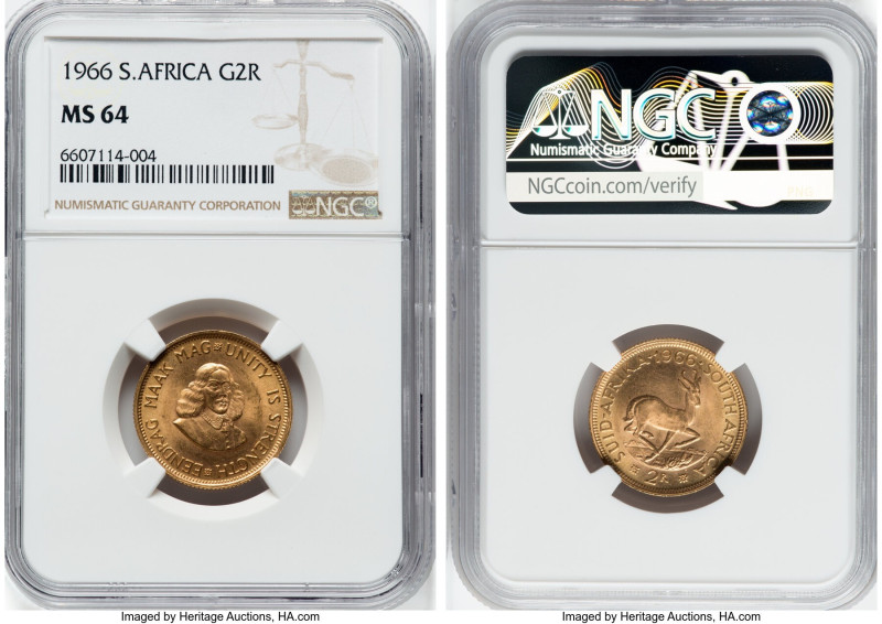 Republic gold 2 Rand 1966 MS64 NGC, KM64. HID09801242017 © 2022 Heritage Auction...