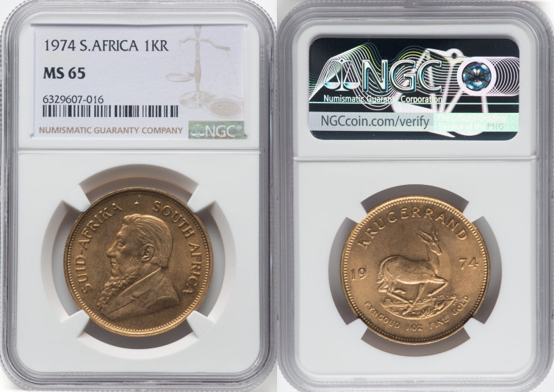 Republic gold Krugerrand (1 oz) 1974 MS65 NGC, KM73. HID09801242017 © 2022 Herit...