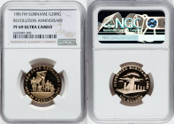 Republic gold Proof "1st Anniversary of Revolution" 200 Gulden 1981 FM-(P) PR69 Ultra Cameo NGC, KM20. HID09801242017 © 2022 Heritage Auctions | All R...