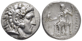 KINGS of MACEDON. Alexander III The Great.(336-323 BC).Uncertain mint.(possibly Side ?). Tetradrachm. 

Obv : Head of Herakles right, wearing lion ski...