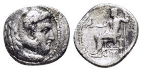 KINGS of MACEDON. Alexander III The Great.(336-323 BC). Hemidrachm. 

Obv : Head of Herakles right, wearing lion skin.

Rev : 

Condition : Good very ...