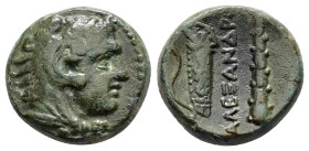 KINGS of MACEDON. Alexander III The Great.(336-323 BC). Ae.

Obv : Head of Herakles right, wearing lion skin.

Rev : AΛEΞANΔPOY.
Bow and quiver a...