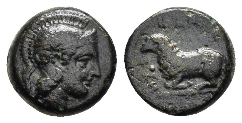 IONIA. Klazomenai.(Circa 386-301 BC).Ae.

Obv : Head of Athena right, wearing At...