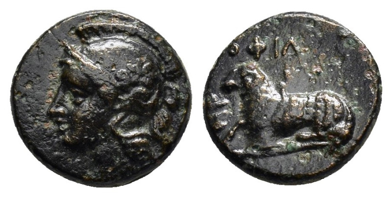 IONIA. Klazomenai.(Circa 386-301 BC).Ae.

Obv : Head of Athena left, wearing Att...