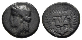 IONIA.Samos.(Circa 408-380 BC).Ae.

Obv : Head of Hera left.

Rev : ΣΑ.
Facing scalp of lion.
SNG Copenhagen 1694; HGC 6, 1249.

Condition : Good very...