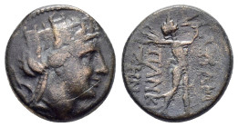 PHRYGIA. Apameia.(Circa 88-40 BC).Ae.

Obv : Turreted head of Artemis-Tyche right, with bow and quiver over shoulder.

Rev : AΠAME / ΠANKP / ZHNO.
Mar...