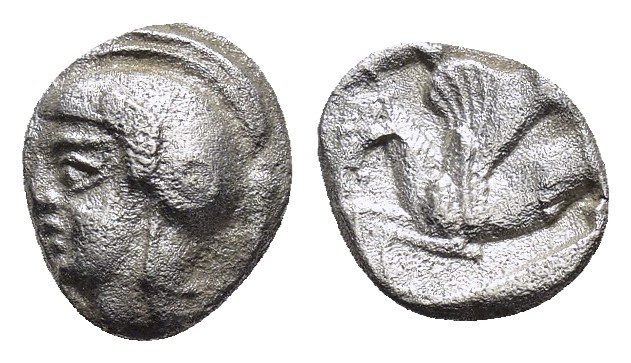 CILICIA. Kelenderis.(Circa 425-400 BC).Obol.

Obv : Helmeted head of Athena left...