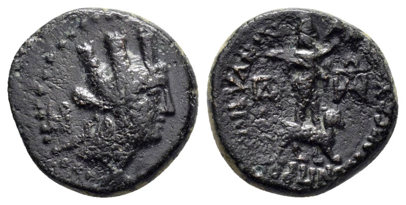 CILICIA. Tarsos.(Time of Antiochos IV of Syria, 175-164 BC).Ae.

Obv : Turreted,...